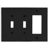 Halle Matte Black w/ Nickel Border Cast - 2 Toggle / 1 Rocker Wallplate - Wallplate Warehouse 70TTR - MBBN - B 070686021217 2 Toggle / 1 Rocker