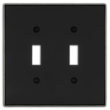 Halle Matte Black w/ Nickel Border Cast - 2 Toggle Wallplate - Wallplate Warehouse 70TT - MBBN - B 070686021095 2 Toggle