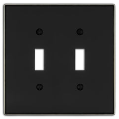 Halle Matte Black w/ Nickel Border Cast - 2 Toggle Wallplate