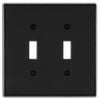 Halle Matte Black w/ Nickel Border Cast - 2 Toggle Wallplate - Wallplate Warehouse 70TT - MBBN - B 070686021095 2 Toggle