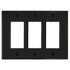 Halle Matte Black w/ Nickel Border Cast - 3 Rocker Wallplate - Wallplate Warehouse 70RRR - MBBN - B 070686021163 3 Rocker
