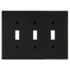 Halle Matte Black w/ Nickel Border Cast - 3 Toggle Wallplate - Wallplate Warehouse 70TTT - MBBN - B 070686021101 3 Toggle
