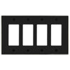 Halle Matte Black w/ Nickel Border Cast - 4 Rocker Wallplate - Wallplate Warehouse 70R4 - MBBN - B 070686021170 4 Rocker
