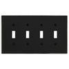 Halle Matte Black w/ Nickel Border Cast - 4 Toggle Wallplate - Wallplate Warehouse 70T4 - MBBN - B 070686021118 4 Toggle