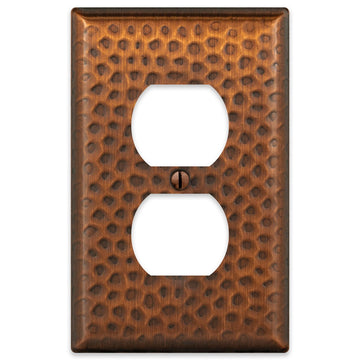 Hammered Aged Copper Steel - 1 Duplex Wallplate - Wallplate Warehouse 156DAC - B 070686017456 1 Duplex