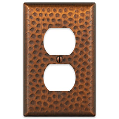 Hammered Aged Copper Steel - 1 Duplex Wallplate