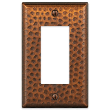 Hammered Aged Copper Steel - 1 Rocker Wallplate - Wallplate Warehouse 156RAC - B 070686017487 1 Rocker