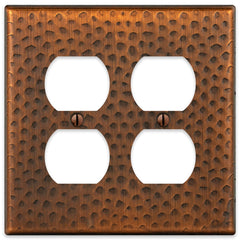 Hammered Aged Copper Steel - 2 Duplex Wallplate