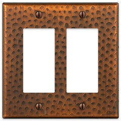 Hammered Aged Copper Steel - 2 Rocker Wallplate