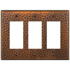 Hammered Aged Copper Steel - 3 Rocker Wallplate - Wallplate Warehouse 156RRRAC - B 070686017500 3 Rocker