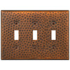 Hammered Aged Copper Steel - 3 Toggle Wallplate - Wallplate Warehouse 156TTTAC - B 070686017449 3 Toggle