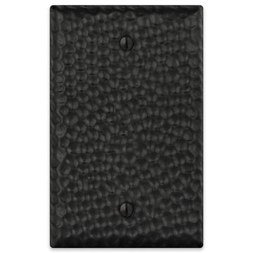 Hammered Matte Black Steel - 1 Blank Wallplate - Wallplate Warehouse 156BMB - B 070686017760 1 Blank