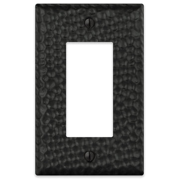 Hammered Matte Black Steel - 1 Rocker Wallplate - Wallplate Warehouse 156RMB - B 070686017708 1 Rocker