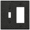 Hammered Matte Black Steel - 1 Toggle / 1 Rocker Wallplate - Wallplate Warehouse 156TRMB - B 070686017739 1 Toggle / 1 Rocker