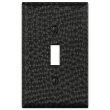 Hammered Matte Black Steel - 1 Toggle Wallplate - Wallplate Warehouse 156TMB - B 070686017647 1 Toggle