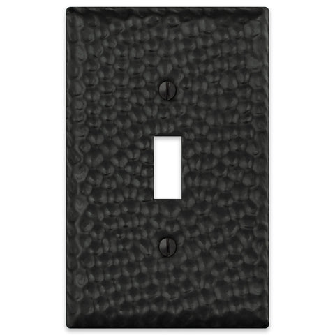 Hammered Matte Black Steel - 1 Toggle Wallplate - Wallplate Warehouse 156TMB - B 070686017647 1 Toggle