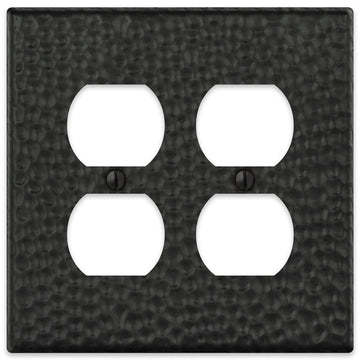 Hammered Matte Black Steel - 2 Duplex Wallplate - Wallplate Warehouse 156DDMB - B 070686017685 2 Duplex