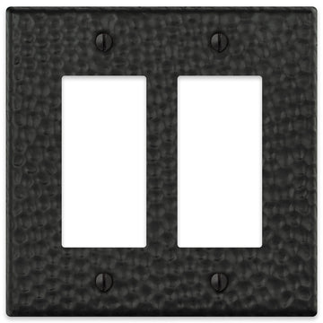 Hammered Matte Black Steel - 2 Rocker Wallplate - Wallplate Warehouse 156RRMB - B 070686017715 2 Rocker