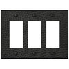 Hammered Matte Black Steel - 3 Rocker Wallplate - Wallplate Warehouse 156RRRMB - B 070686017722 3 Rocker