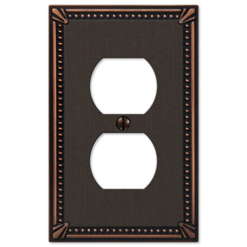 Imperial Bead Aged Bronze Cast - 1 Duplex Wallplate - Wallplate Warehouse 74DDB 070686577653 1 Duplex