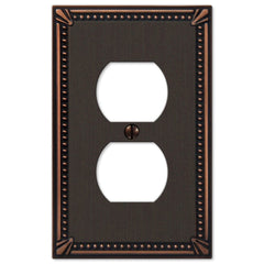 Imperial Bead Aged Bronze Cast - 1 Duplex Wallplate