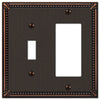 Imperial Bead Aged Bronze Cast - 1 Toggle / 1 Rocker Wallplate - Wallplate Warehouse 74TRDB 070686577738 1 Toggle / 1 Rocker