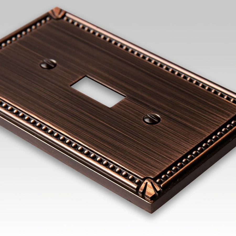 Imperial Bead Aged Bronze Cast - 1 Toggle Wallplate - Wallplate Warehouse 74TDB 070686577615 1 Toggle