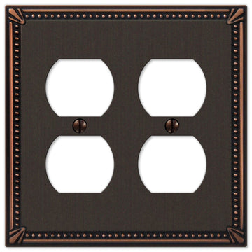 Imperial Bead Aged Bronze Cast - 2 Duplex Wallplate - Wallplate Warehouse 74DDDB 070686577660 2 Duplex