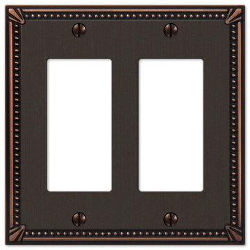 Imperial Bead Aged Bronze Cast - 2 Rocker Wallplate - Wallplate Warehouse 74RRDB 070686577707 2 Rocker
