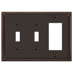 Imperial Bead Aged Bronze Cast - 2 Toggle / 1 Rocker Wallplate