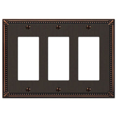 Imperial Bead Aged Bronze Cast - 3 Rocker Wallplate