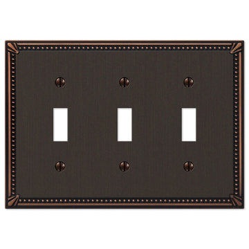 Imperial Bead Aged Bronze Cast - 3 Toggle Wallplate - Wallplate Warehouse 74TTTDB 070686577639 3 Toggle