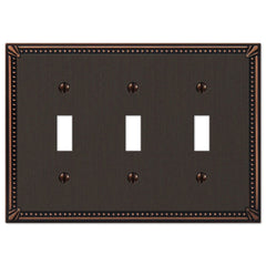Imperial Bead Aged Bronze Cast - 3 Toggle Wallplate