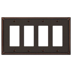 Imperial Bead Aged Bronze Cast - 4 Rocker Wallplate
