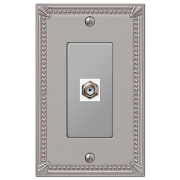Imperial Bead Brushed Nickel Cast - 1 Cable Jack Wallplate - Wallplate Warehouse 74CXBN 070686581346 Cable Jacks