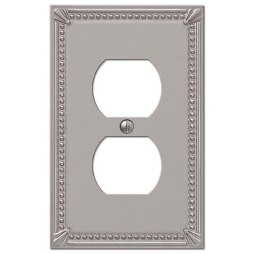 Imperial Bead Brushed Nickel Cast - 1 Duplex Wallplate - Wallplate Warehouse 74DBN 070686577509 1 Duplex