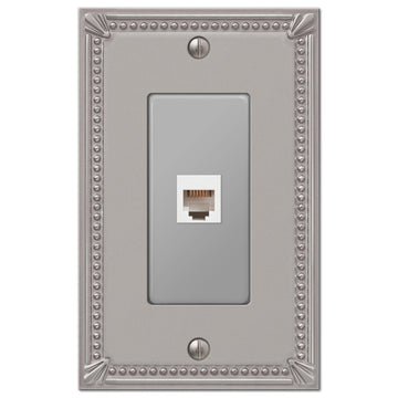 Imperial Bead Brushed Nickel Cast - 1 Phone Jack Wallplate - Wallplate Warehouse 74PHBN 070686581377 Phone Jacks