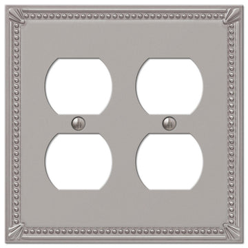 Imperial Bead Brushed Nickel Cast - 2 Duplex Wallplate - Wallplate Warehouse 74DDBN 070686577516 2 Duplex