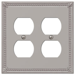 Imperial Bead Brushed Nickel Cast - 2 Duplex Wallplate