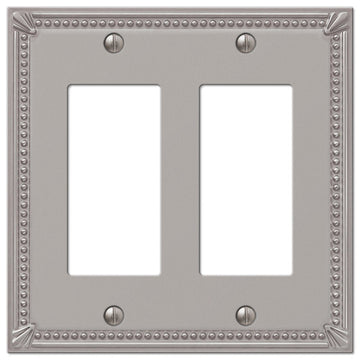 Imperial Bead Brushed Nickel Cast - 2 Rocker Wallplate - Wallplate Warehouse 74RRBN 070686577554 2 Rocker
