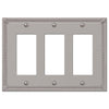 Imperial Bead Brushed Nickel Cast - 3 Rocker Wallplate - Wallplate Warehouse 74RRRBN 070686577561 3 Rocker