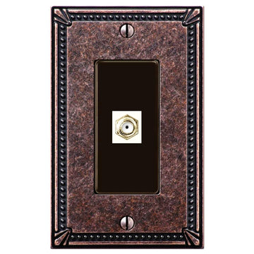 Imperial Bead Tumbled Aged Bronze Cast - 1 Cable Jack Wallplate - Wallplate Warehouse 74CXAZ 070686581339 Cable Jacks