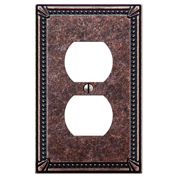 Imperial Bead Tumbled Aged Bronze Cast - 1 Duplex Wallplate - Wallplate Warehouse 74DAZ 070686577776 1 Duplex