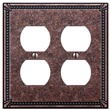 Imperial Bead Tumbled Aged Bronze Cast - 2 Duplex Wallplate - Wallplate Warehouse 74DDAZ 070686567944 2 Duplex