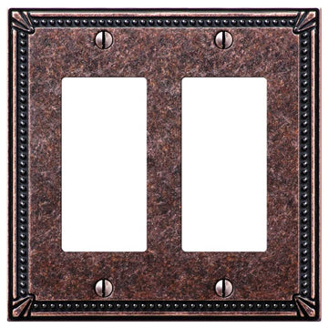 Imperial Bead Tumbled Aged Bronze Cast - 2 Rocker Wallplate - Wallplate Warehouse 74RRAZ 070686577806 2 Rocker
