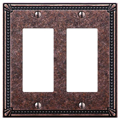 Imperial Bead Tumbled Aged Bronze Cast - 2 Rocker Wallplate