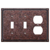 Imperial Bead Tumbled Aged Bronze Cast - 2 Toggle / 1 Duplex Wallplate - Wallplate Warehouse 74TTDAZ 070686577783 2 Toggle / 1 Duplex
