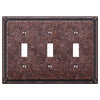 Imperial Bead Tumbled Aged Bronze Cast - 3 Toggle Wallplate - Wallplate Warehouse 74TTTAZ 070686567968 3 Toggle