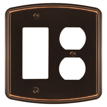 Irvine Aged Bronze - 1 Rocker/1 Duplex Wallplate - Wallplate Warehouse 158RD-DB 70686028698 1 Rocker/1 Duplex