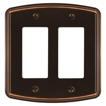 Irvine Aged Bronze - 2 Rocker Wallplate - Wallplate Warehouse 158RR-DB 70686025871 2 Rocker